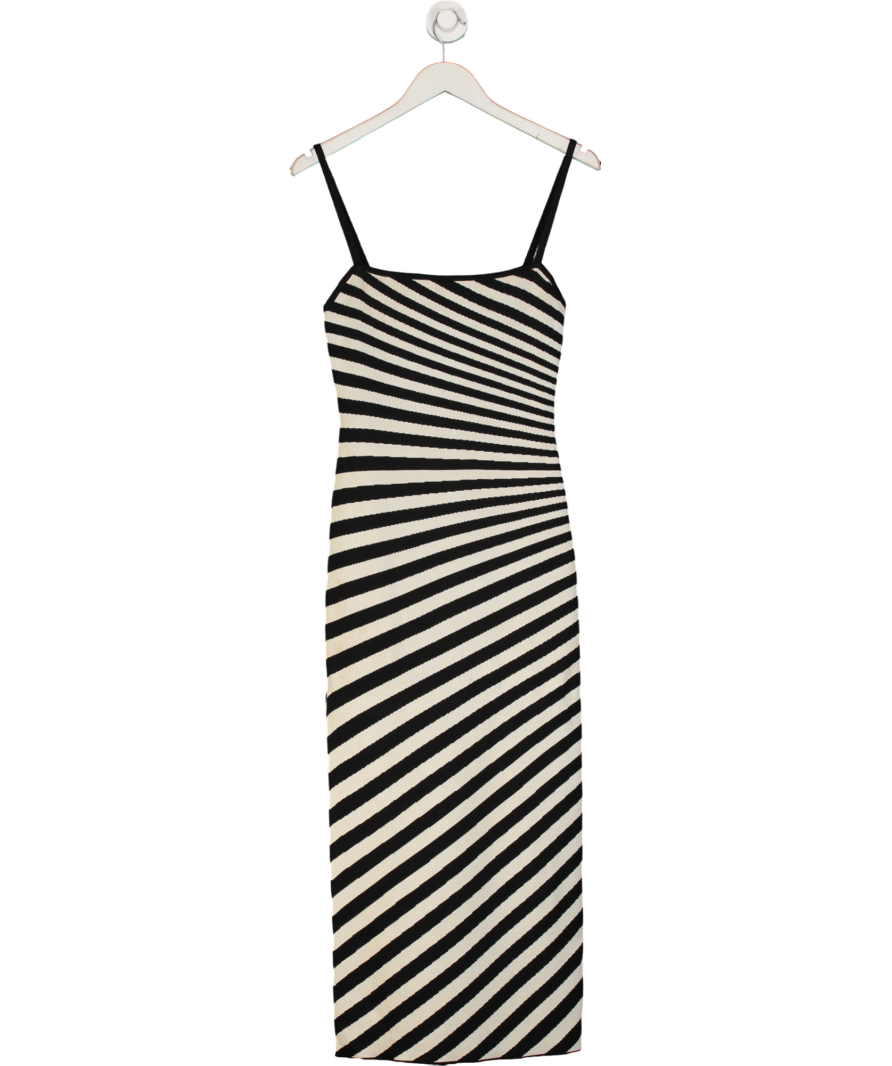 Meshki White Raven Striped Knit Midi Dress UK S