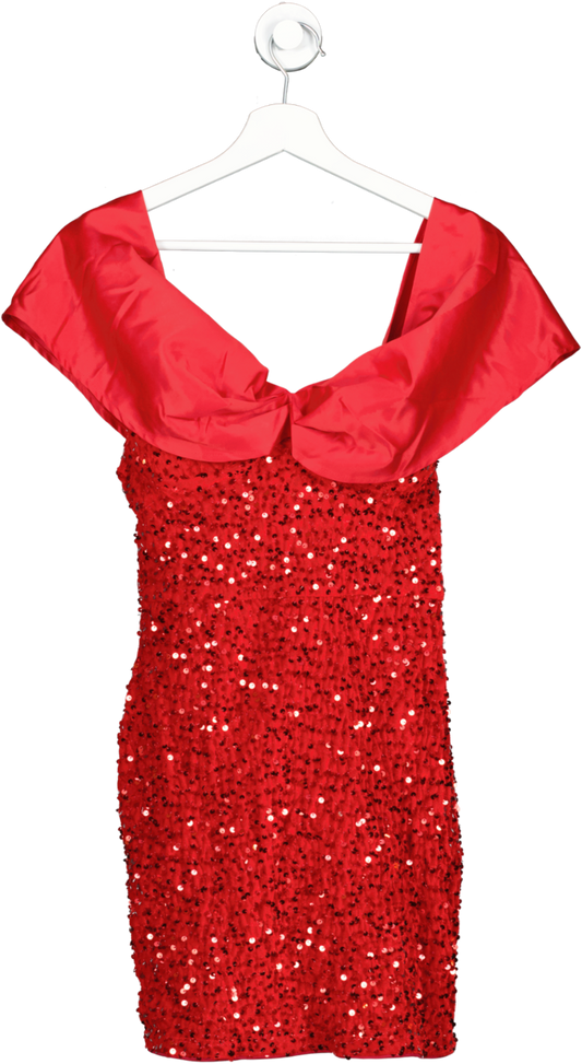 SHEIN Red Sequin Strapless Mini Dress UK S