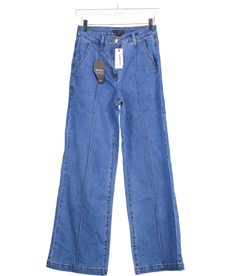 Karen Millen Blue Denim Seam Front Straight Leg Jean UK 6