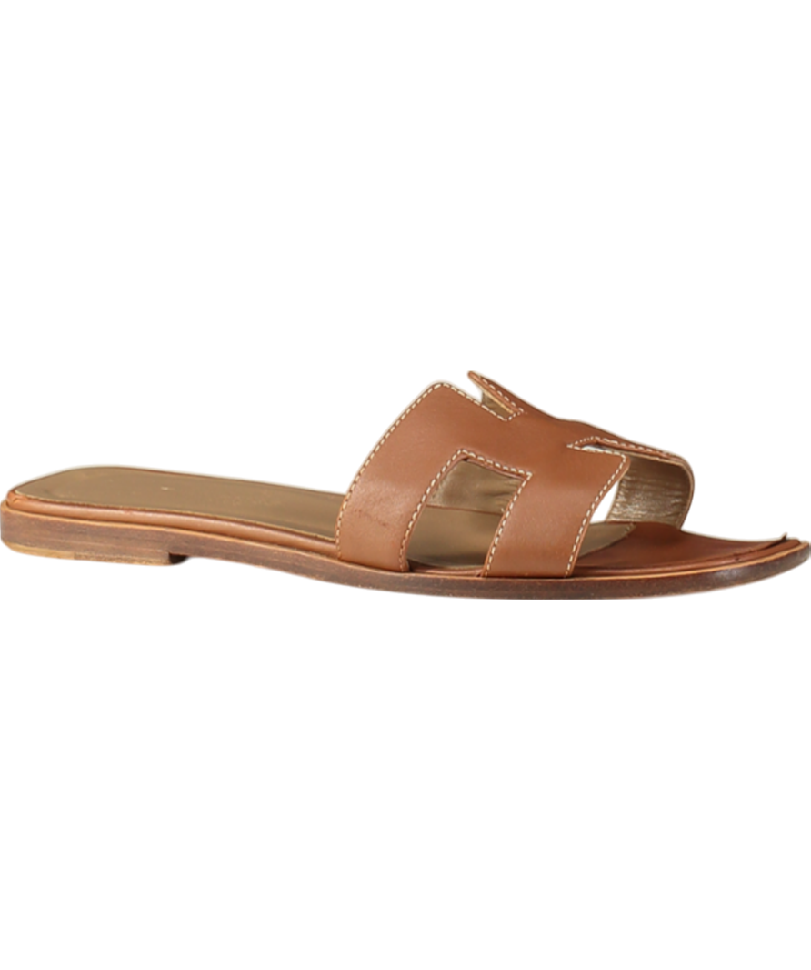 HERMÉS Gold  Leather Iconic Oran Sandal UK 2 EU 35 👠