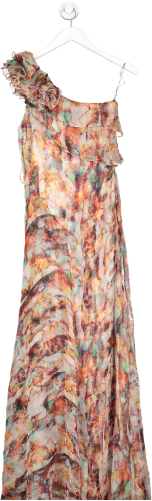 Carlos Miele Multicoloured Printed One Shoulder Maxi Dress UK 10