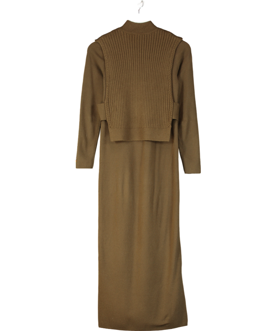 River Island Green Knit Rib Midi Dress UK XS