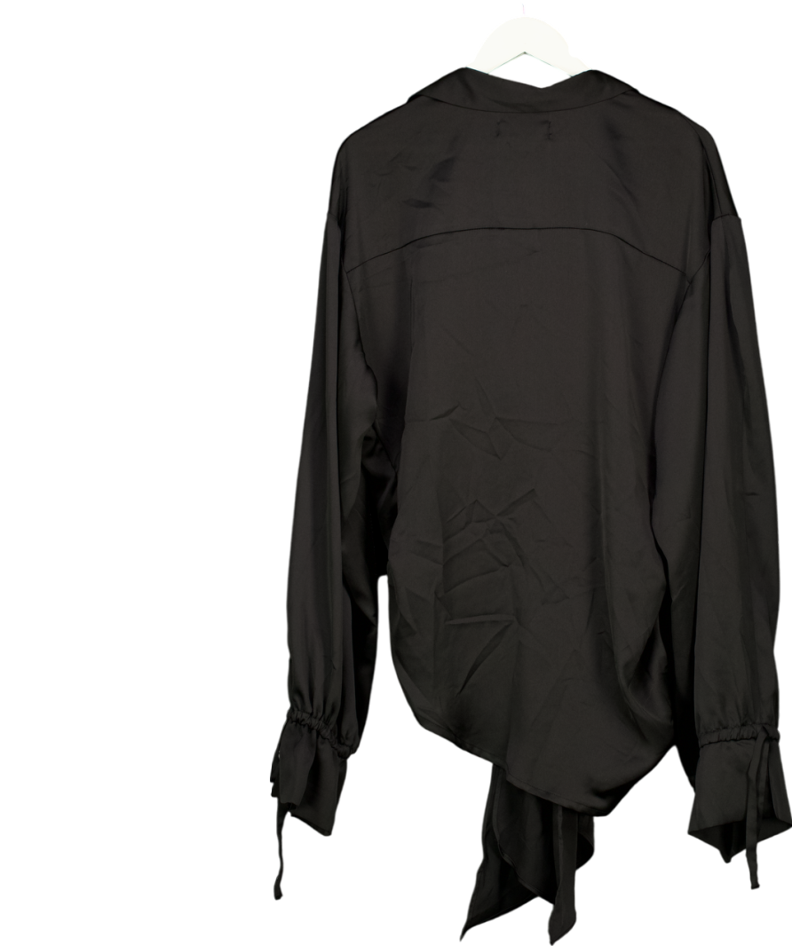 House of CB Payton Black Satin Drape Shirt UK XL