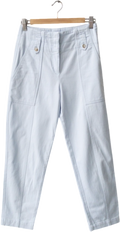 REISS Light Blue Bradie Cotton Tapered Cargo Trousers UK 6