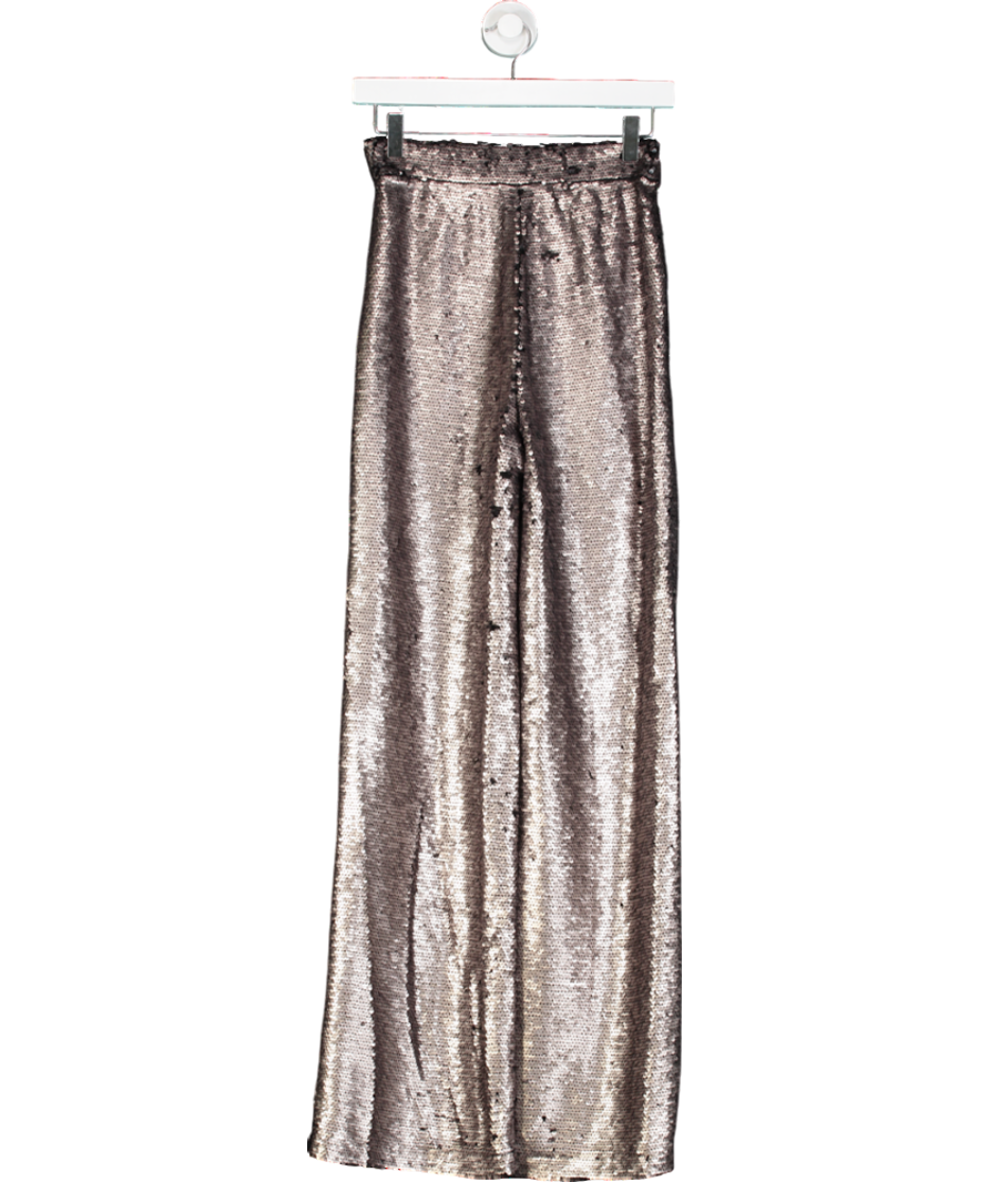By malina Livia High-rise Wide-leg Metallic Woven Trousers UK XXS
