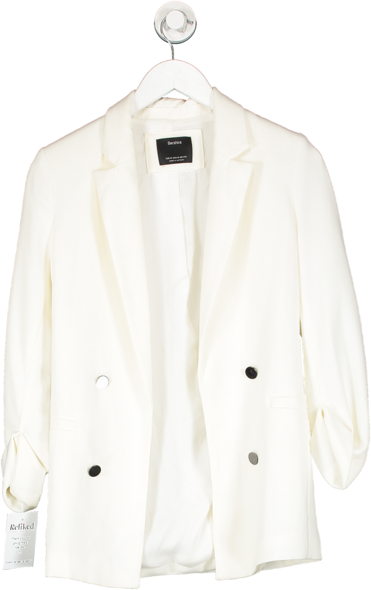 Bershka Cream Loose Fit Tailored Blazer With Feminine Fit UK XS