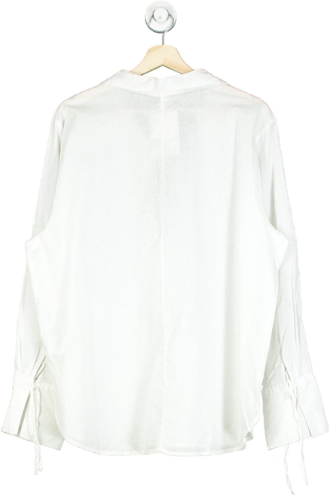 H&M White Linen Blend Tunic Top UK L