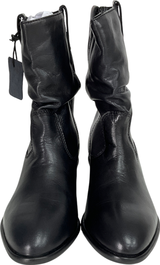 Next Black Leather Standard/wide Fit Forever Comfort Slouch Ankle Boots UK 4 EU 37 👠