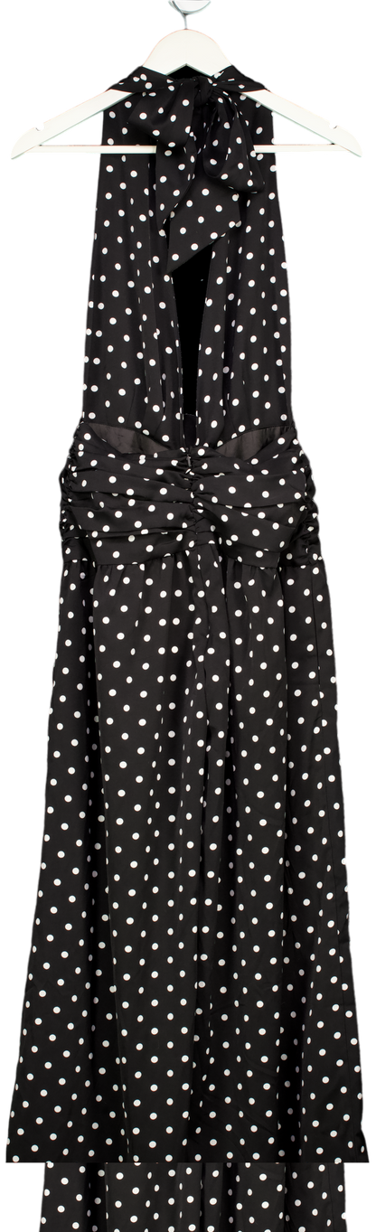 Miss Circle Black Polka Dot Halter Maxi Dress UK 10