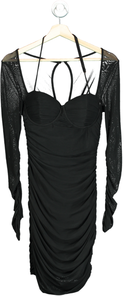Club L Black Ruched Bodycon Dress UK 6