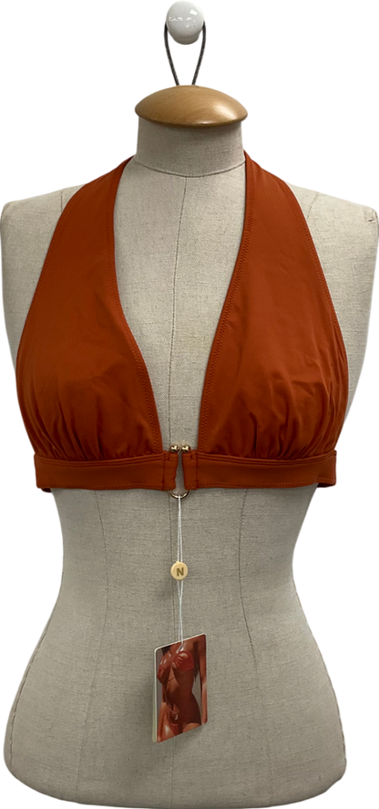 NEENA SWIM Halter Bikini Top In Sunset Orange UK L