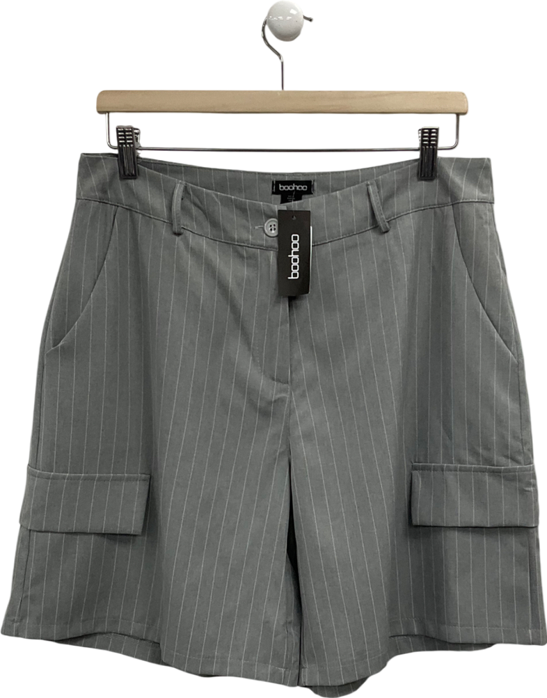 boohoo Grey Pinstripe Cargo Jort Culottes UK 12