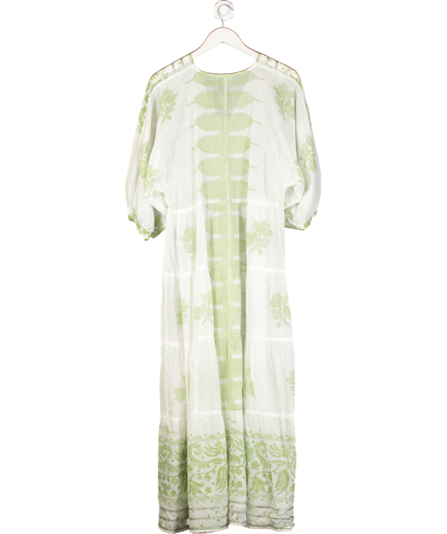 juliet dunn White Embellished Cotton Kaftan Dress UK S
