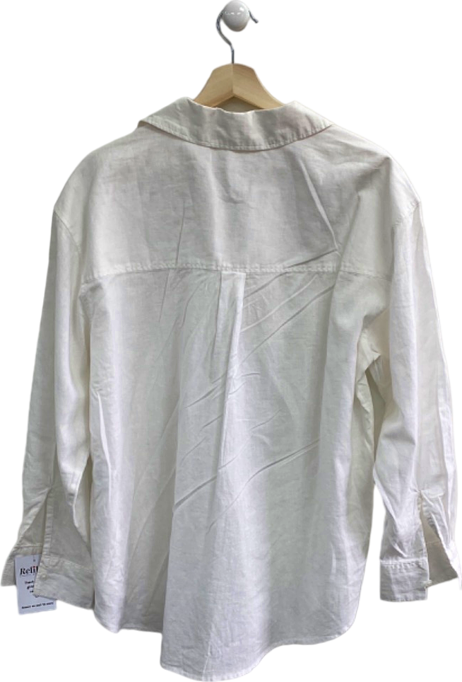 H&M White Linen Blend Long Sleeve Shirt EUR M