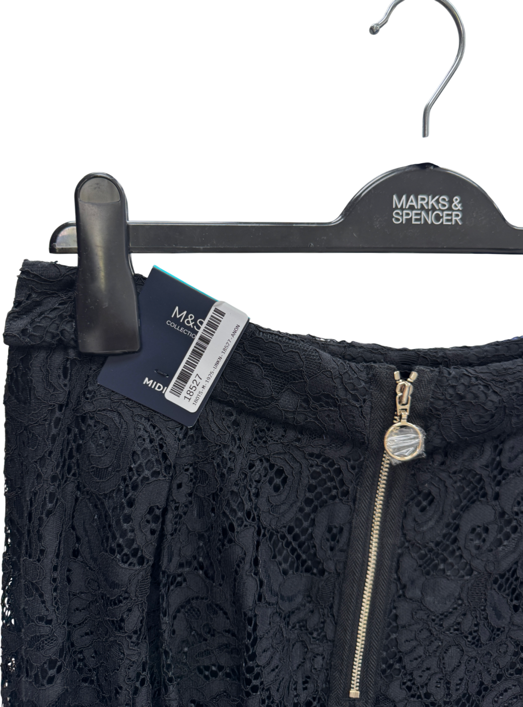 M&S Black Lace Midi Skirt UK 14