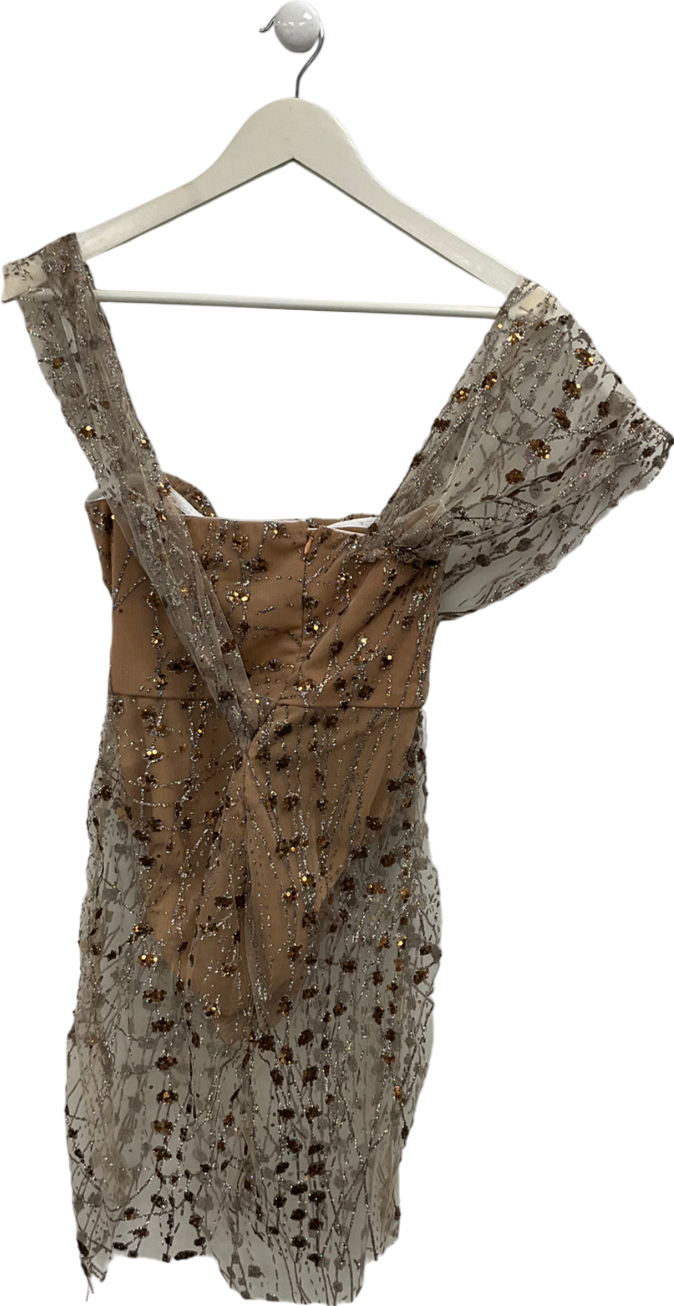 DMZ Nude Glitter Mini Dress UK S