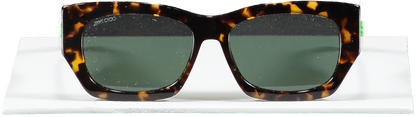 Jimmy Choo Brown Cami Sunglasses- Dark Havana Square-frame Sunglasses With Green Emblem  in case