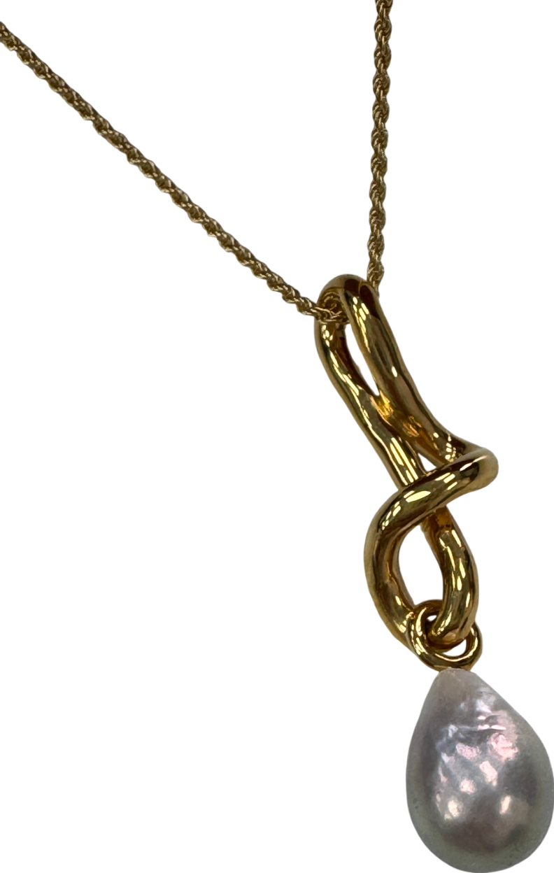 Missoma 18k Yellow Gold Vermeil Molten Pearl Drop Pendant Necklace