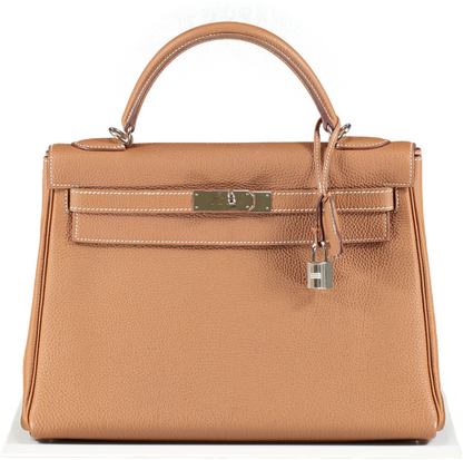 Hermès Kelly 32 Gold Togo Leather with Palladium Hardware Handbag