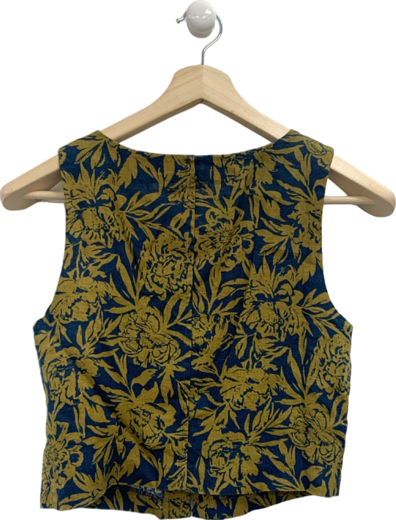 Madewell Blue/Yellow Floral Cropped Vest Top UK XS