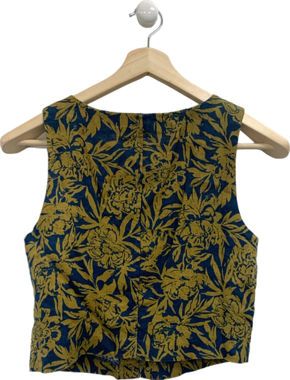 Madewell Blue/Yellow Floral Cropped Vest Top UK XS