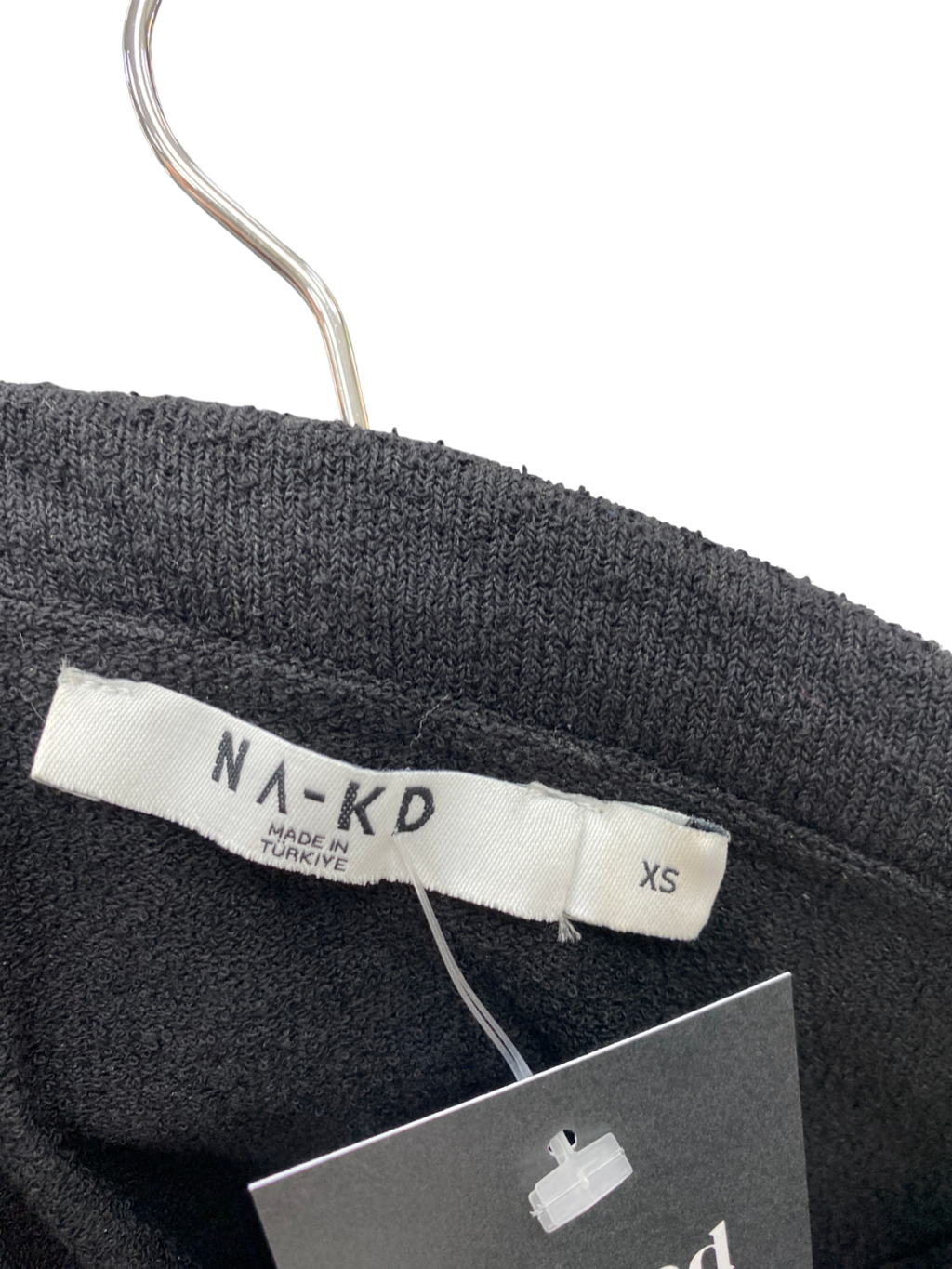 NA-KD Black Off Shoulder Long Sleeve Jersey Top UK XS