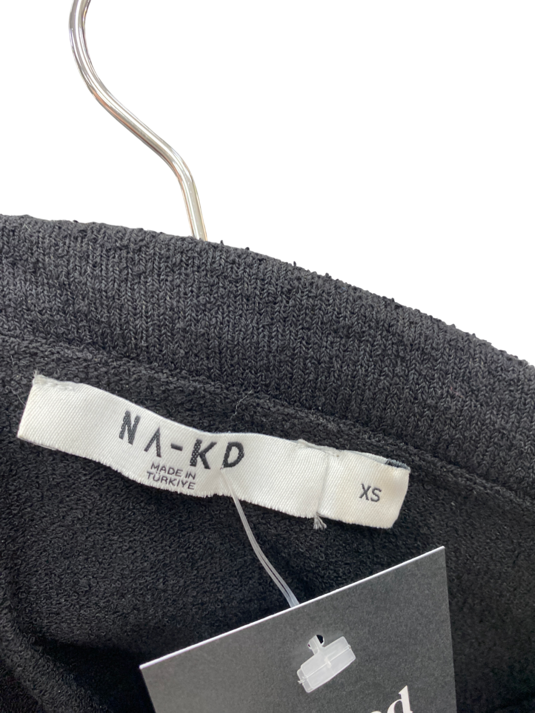 NA-KD Black Off Shoulder Long Sleeve Jersey Top UK XS