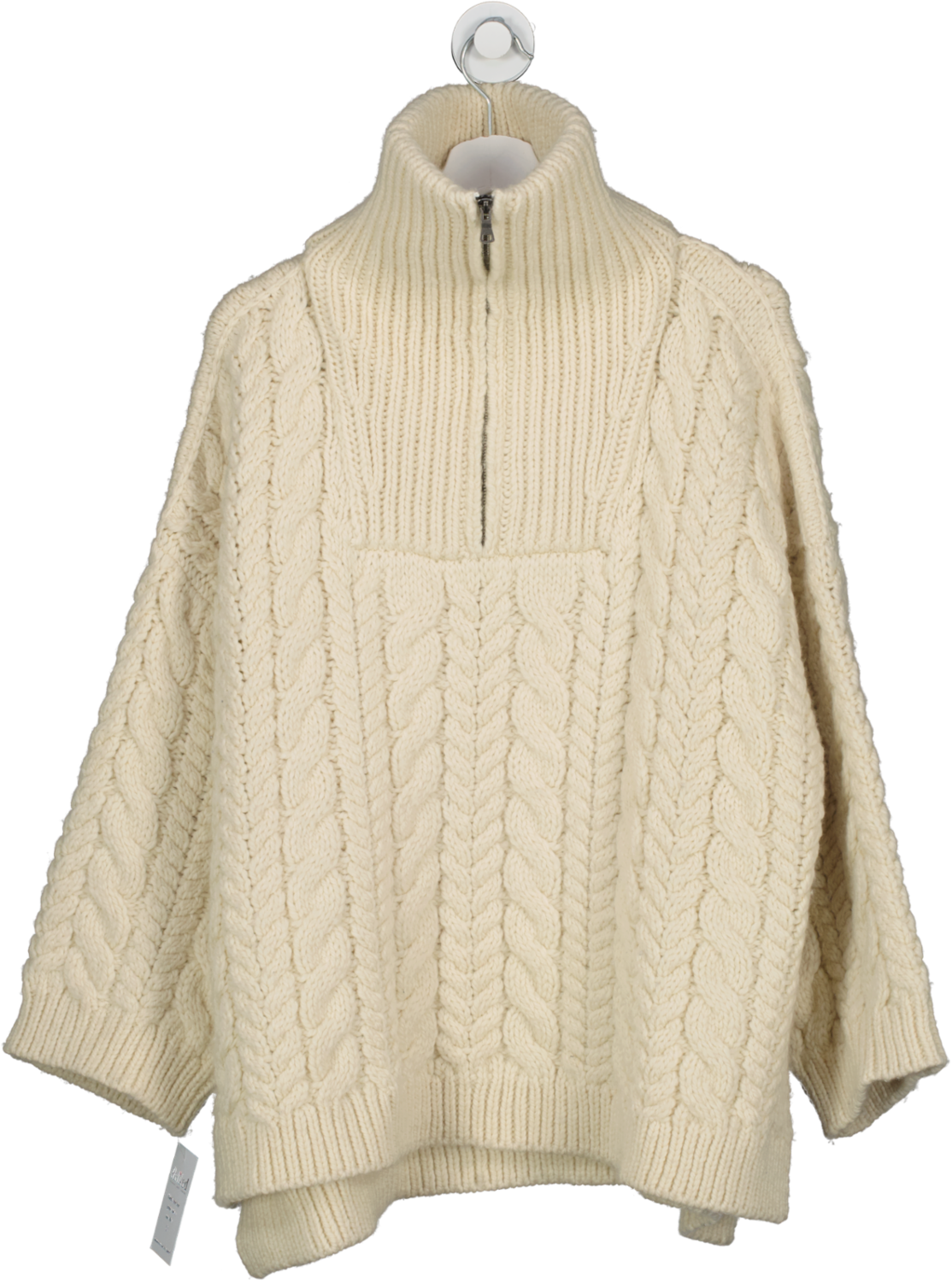 Mr Mittens Cream Chunky Half Zip Cable Knit Wool Sweater UK XS/S