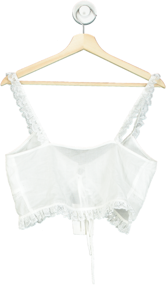 Majorelle White Lace-Trimmed Crop Top UK S