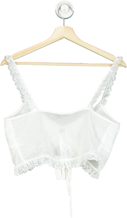 Majorelle White Lace-Trimmed Crop Top UK S