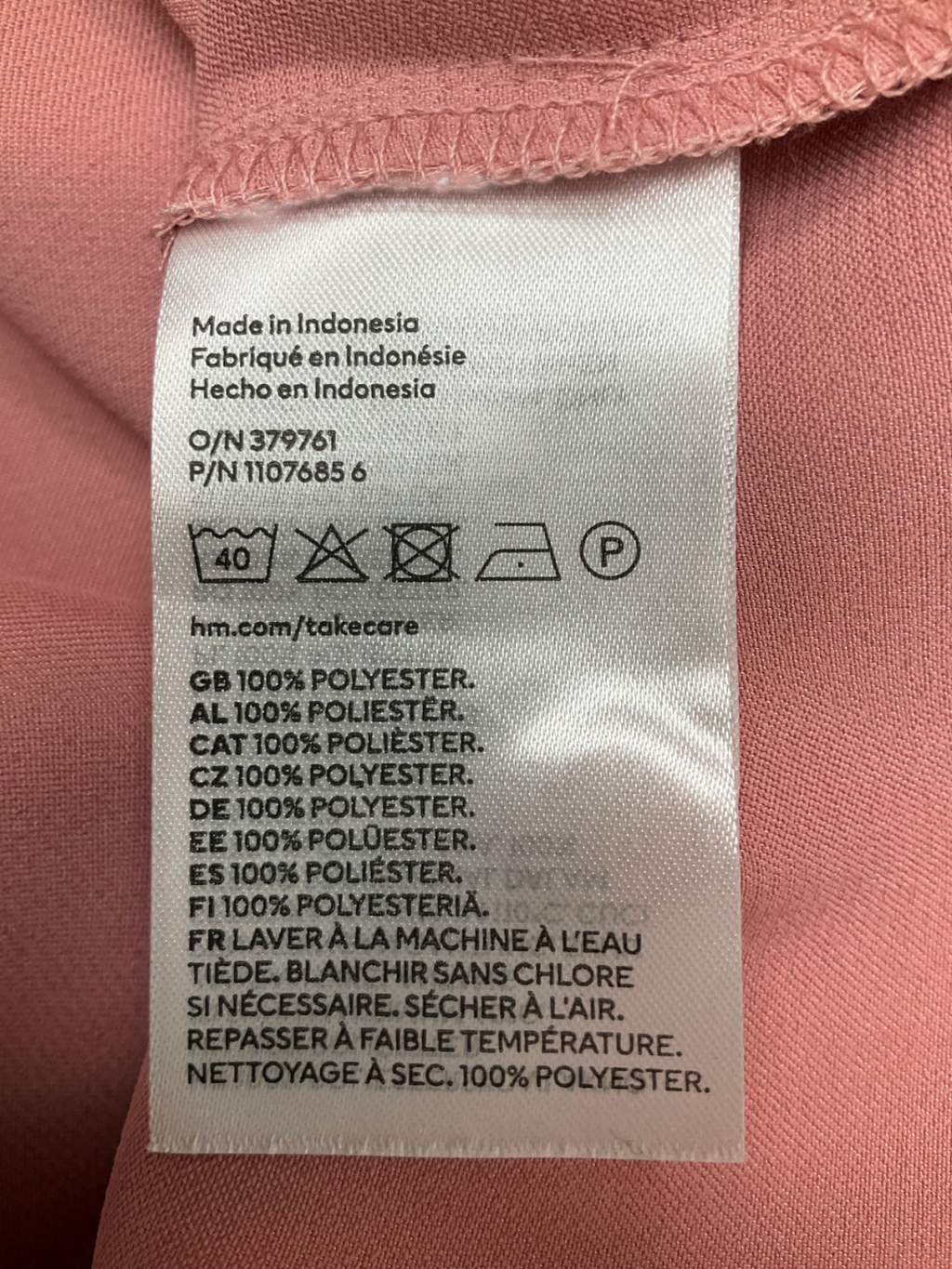 H&M Pink Satin Shirt UK M