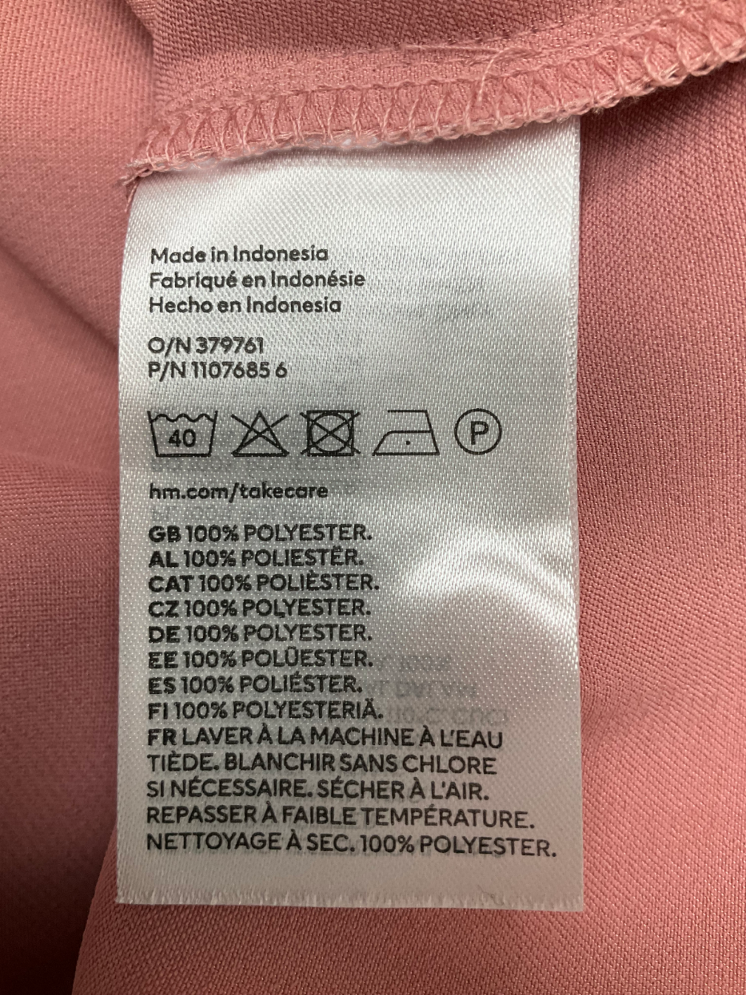 H&M Pink Satin Shirt UK M