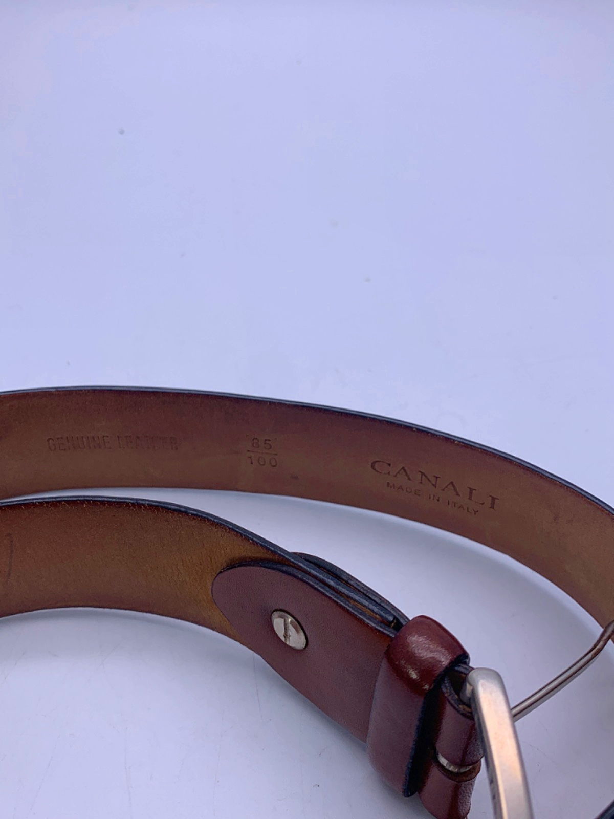 Canali Brown Leather Belt Size 85