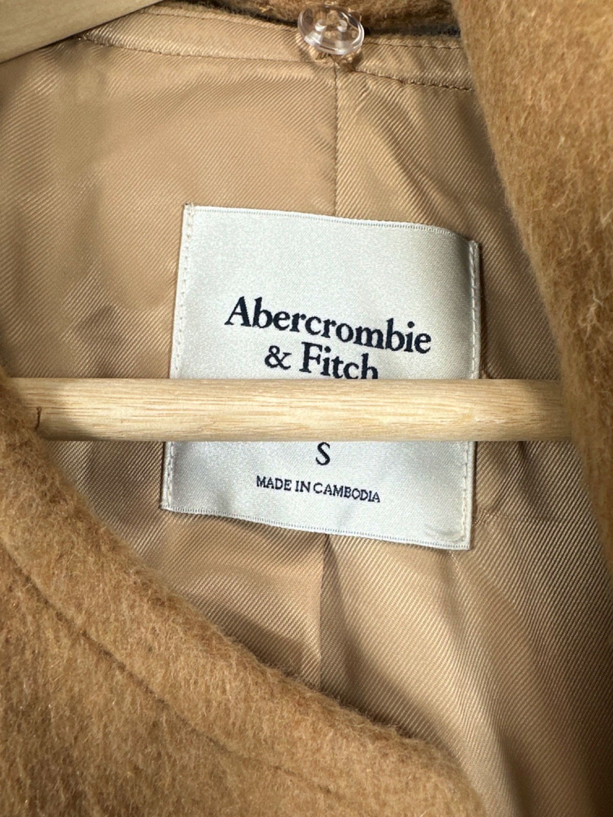 Abercrombie & Fitch Camel Cropped Wool Coat UK S