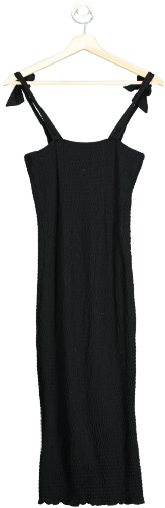 Bae. Black It's A Vibe Shirred Midi Dress UK XS