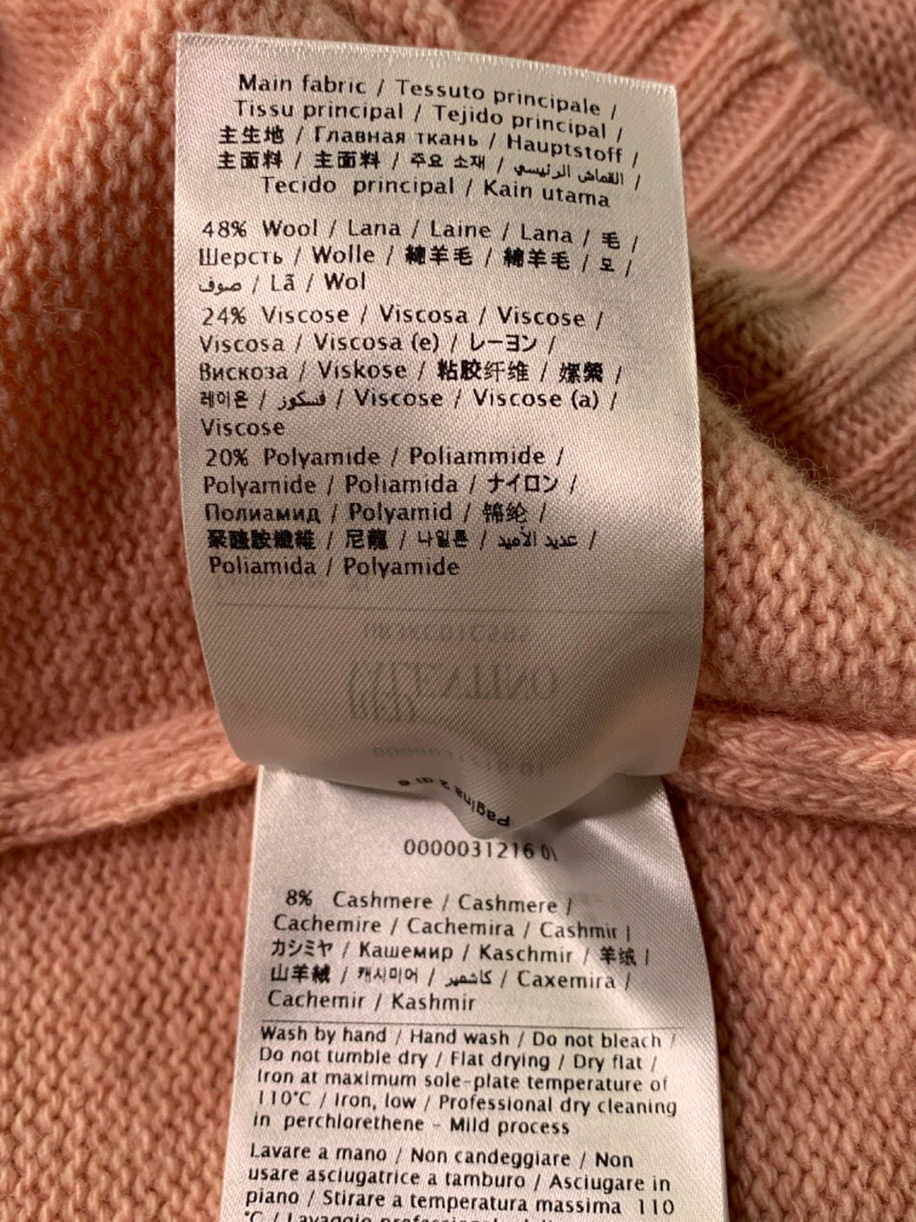 RED VALENTINO Pink Ruffled Long Sleeve Sweater XL