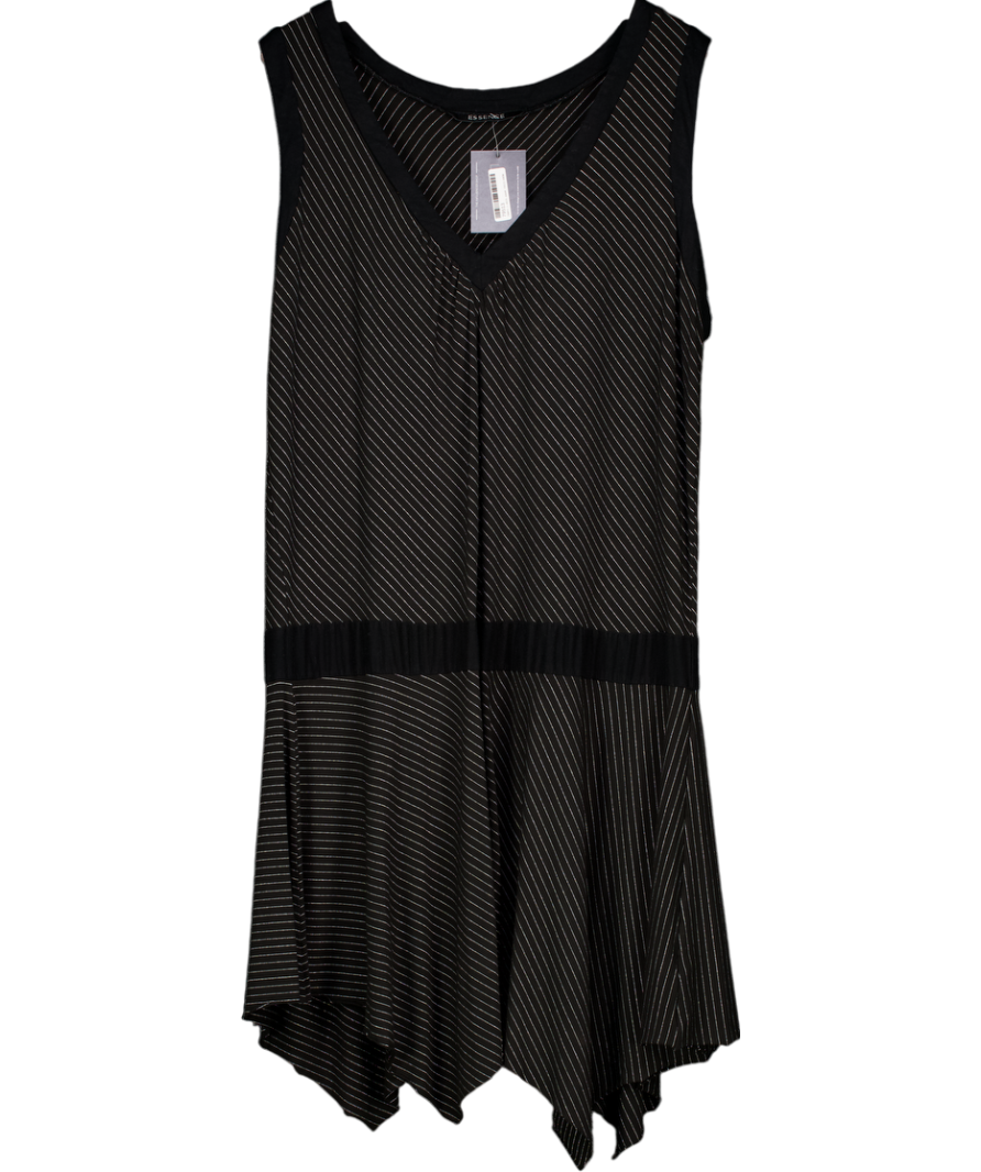 Evans Black Sleeveless V-neck Dropped Waist Metallic Mini Dress UK 26