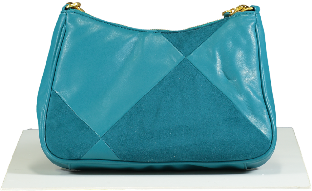 GAëLLE Paris Teal Patchwork Chain Shoulder Bag