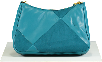 GAëLLE Paris Teal Patchwork Chain Shoulder Bag