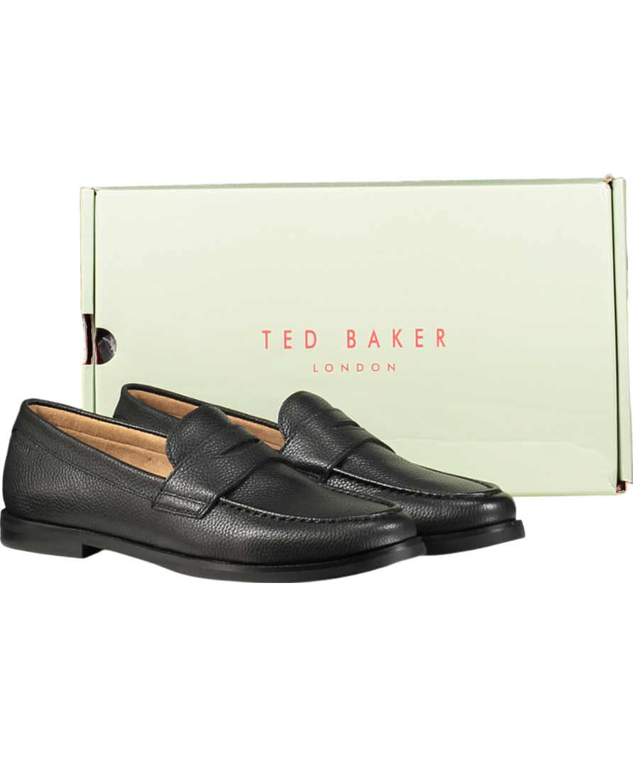 Ted Baker Black Parliament Grained Penny Loafers UK 10 EU 44 👞