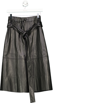 Proenza Schouler White Label Black Lambs Leather Belted Skirt UK 4
