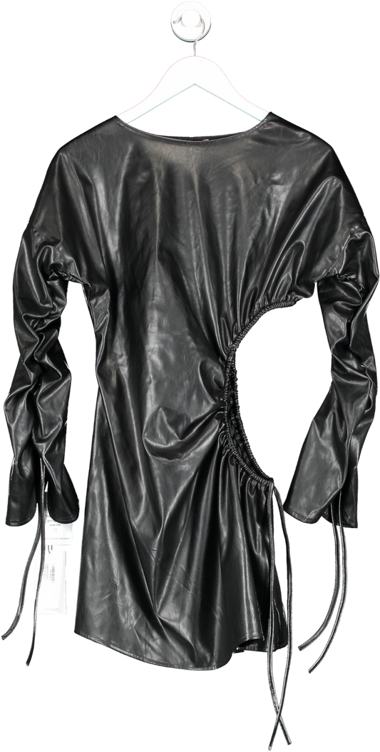 Misspap Black Tia Lineker Leather Look Side Cut Out Detail Mini Dress UK 8