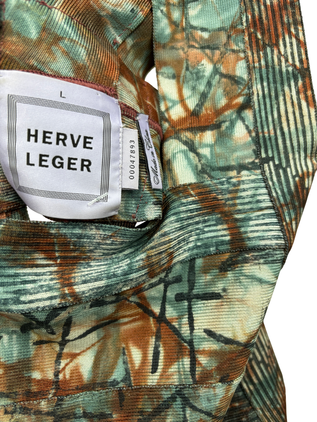 Herve Leger Blue Graffiti Iconic Bandage Dress UK L