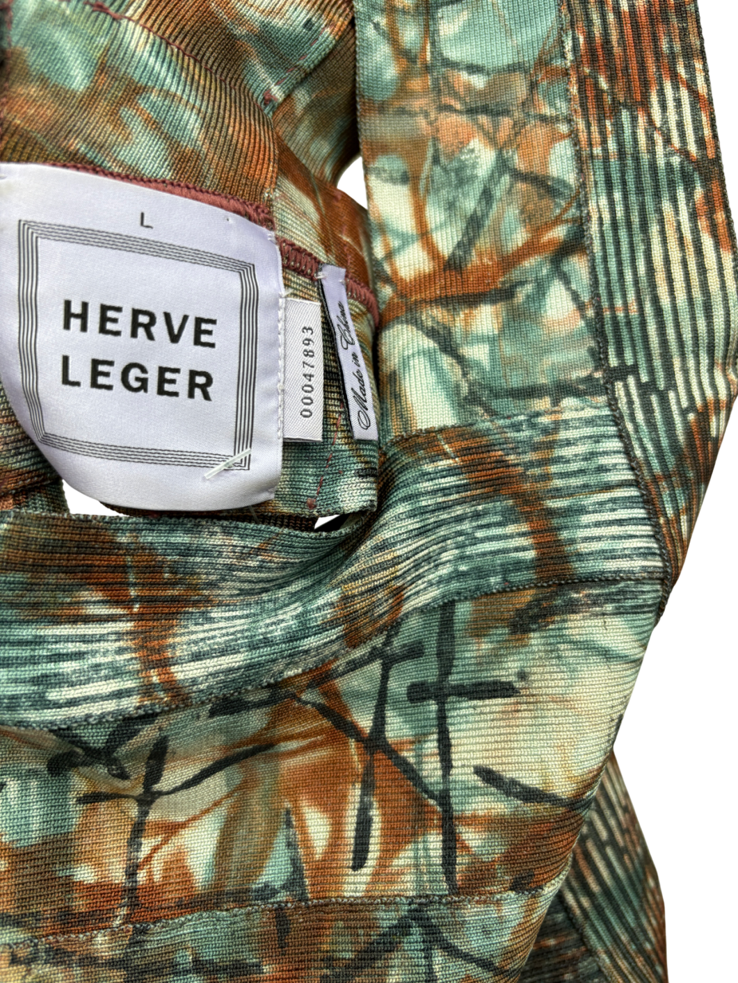 Herve Leger Blue Graffiti Iconic Bandage Dress UK L