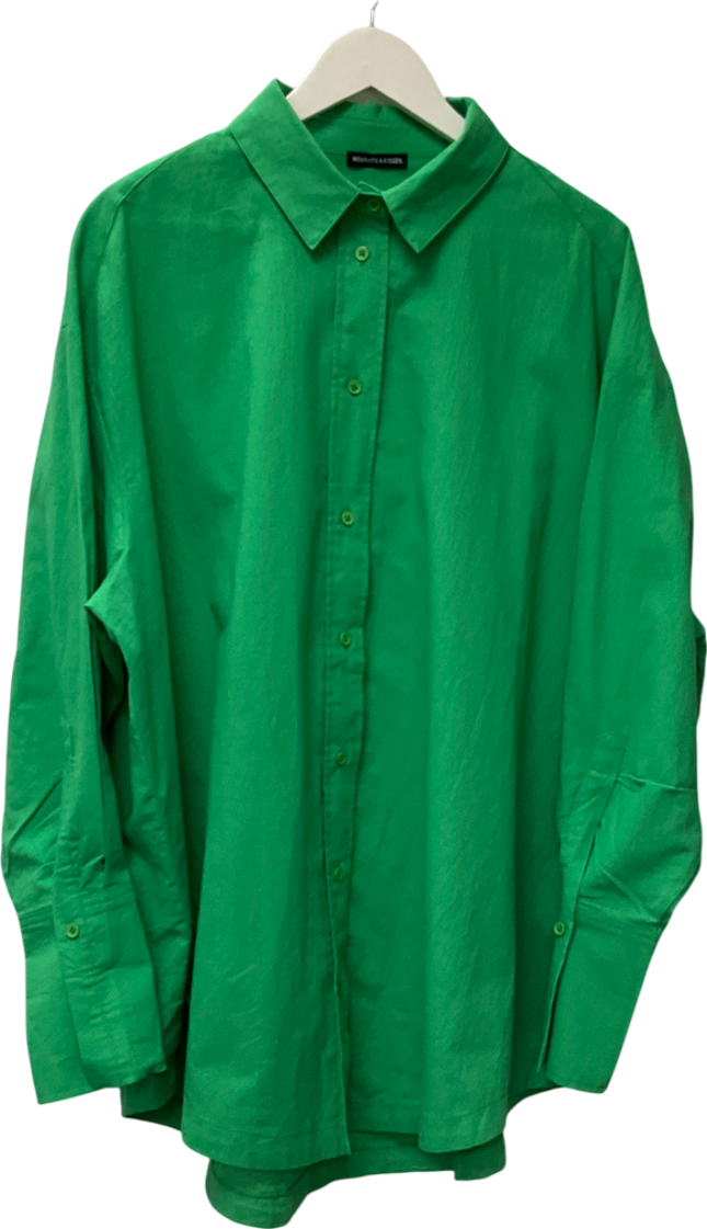 Noughts & Kisses Lula Green Oversized Cotton Shirt UK S/M