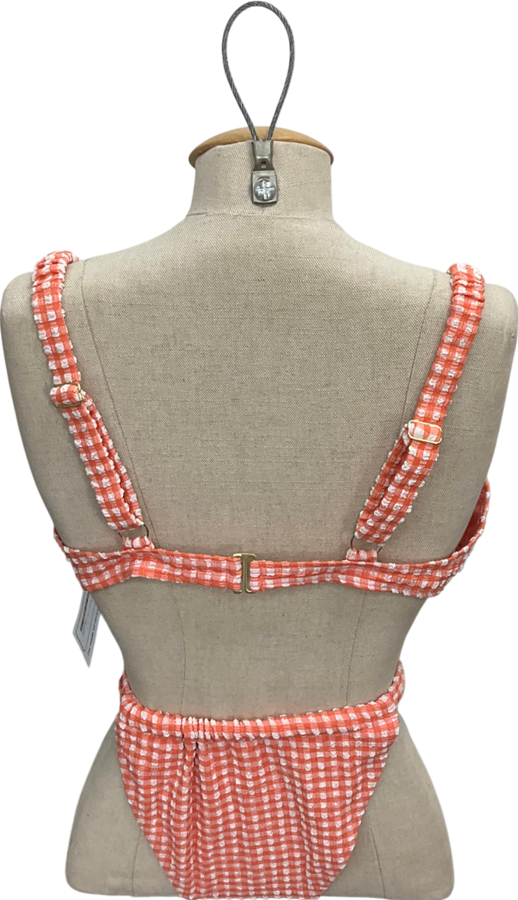 South Beach Orange Gingham Bikini - Bottoms Uk 12, Top UK 16