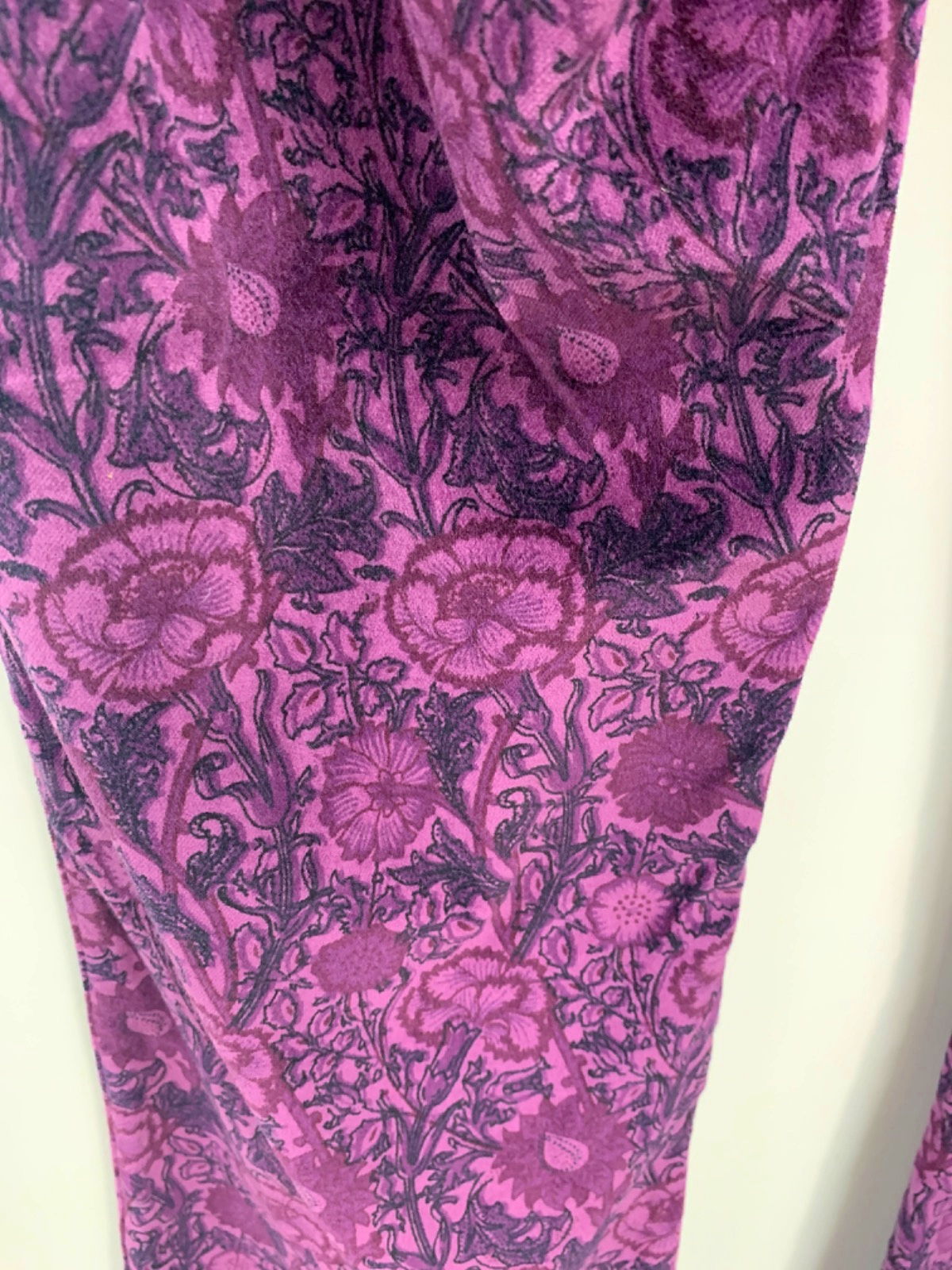 Paige Purple Floral Print Velvet Trousers UK S