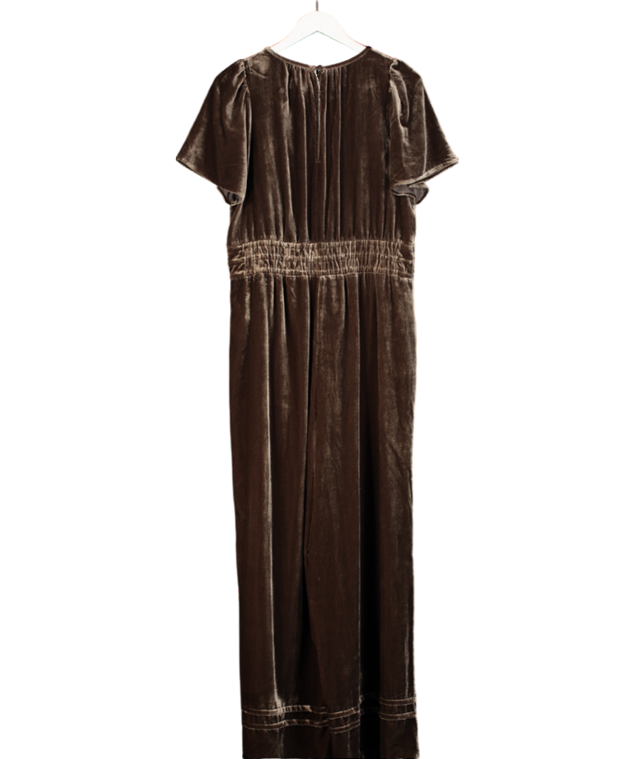 Anthroplogie Brown Somerset Velvet Jumpsuit UK L