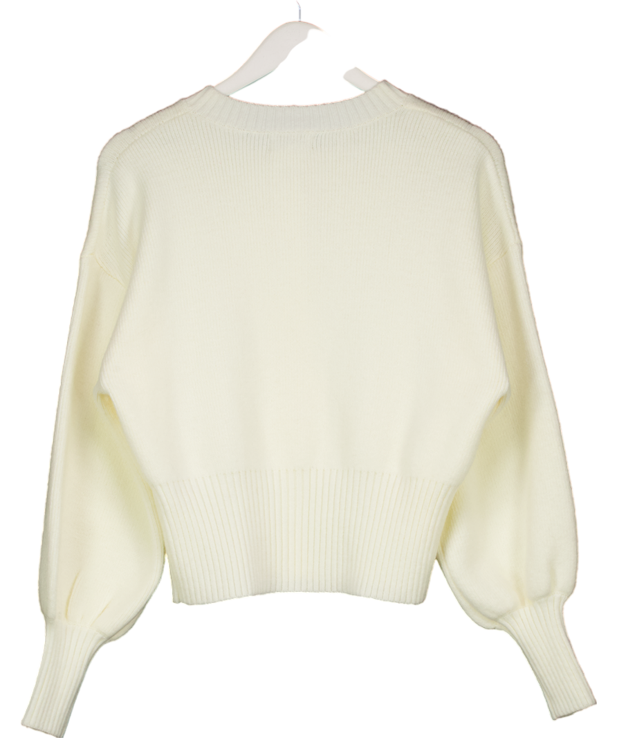 PRETTY LAVISH Cream Etta Knit Bomber Jacket UK S