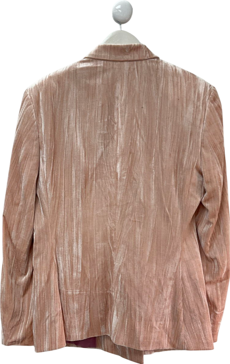 ASOS Skinny Double Breasted Velvet Plisse Blazer In Rose Pink UK 42" CHEST